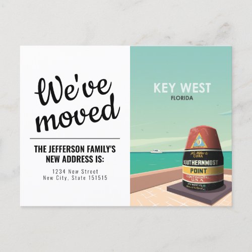Key West Florida Mile Zero Vintage Weve Moved Postcard
