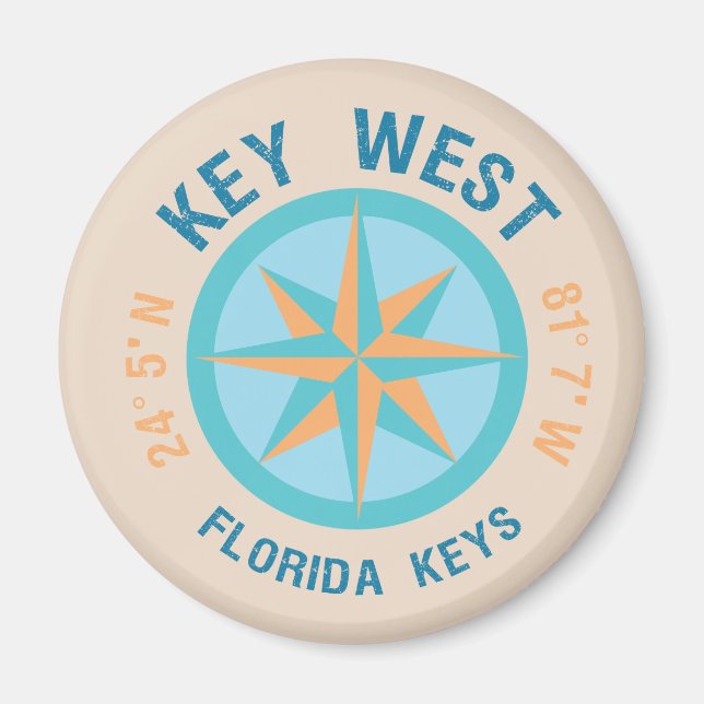 Key West Florida Nautical Icon lLatitude Longitude Magnet (Front)