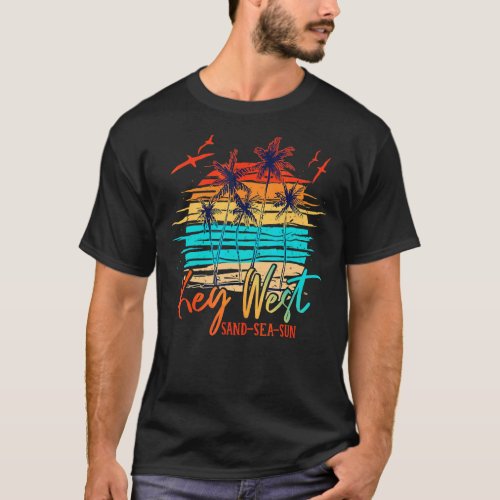 Key West Florida Palm Beach Surfboard Vacation Sum T_Shirt