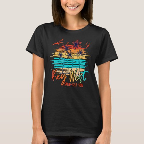 Key West Florida Palm Beach Surfboard Vacation Sum T_Shirt