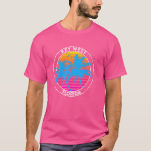 Key west Florida. palm trees retro 80s sunset T-Shirt