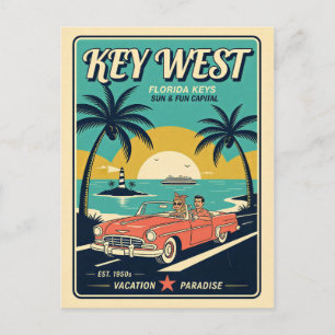 Key West, Florida Retro 1950s Travel Style Postcard