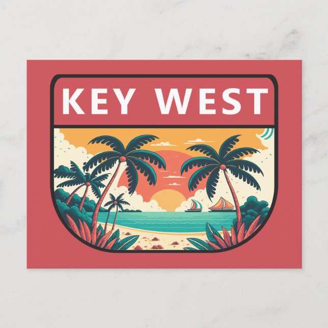 Key West Florida Retro Emblem Postcard (Front)