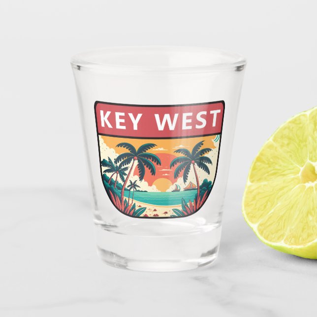 Key West Florida Retro Emblem Shot Glass (Front)