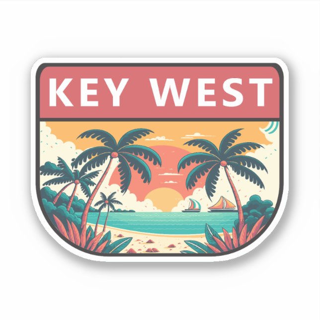 Key West Florida Retro Emblem Sticker (Front)