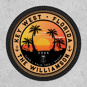 Key West Florida Retro Sunset Palm Tree 80s Patch