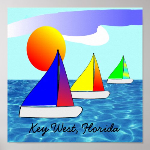 Key West Florida Sailboat Art Poster