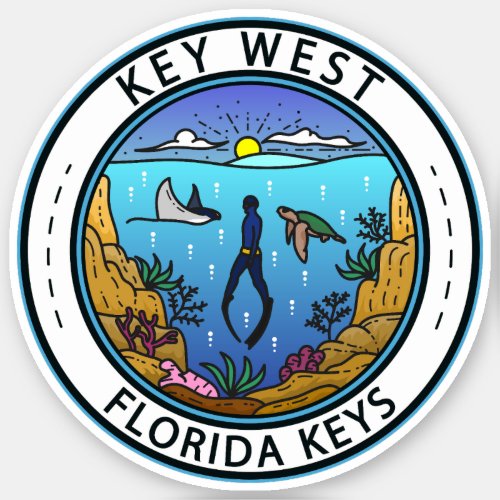 Key West Florida Scuba Retro Emblem Sticker