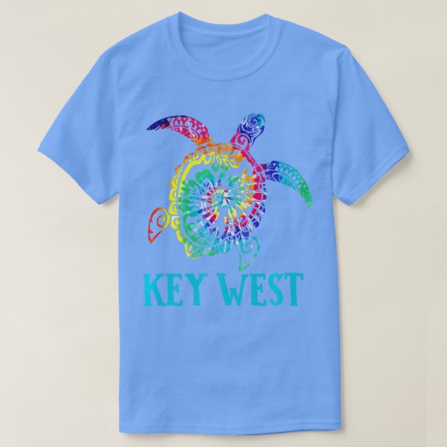 Key West Florida Sea Turtle Hibiscus Tie Dye Summe T-Shirt (Design Front)