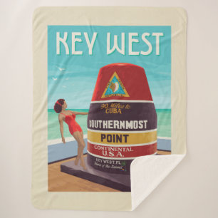 Key West Florida Sherpa Blanket