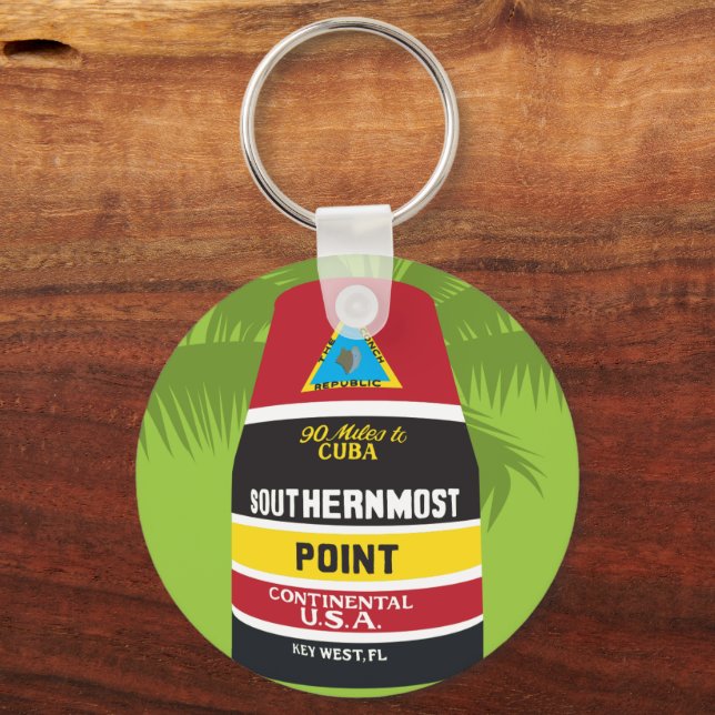 Key West Florida Southernmost Point Mile 0 marker Keychain (Front)