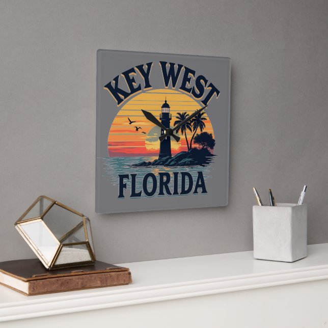 key west florida square wall clock (Office)