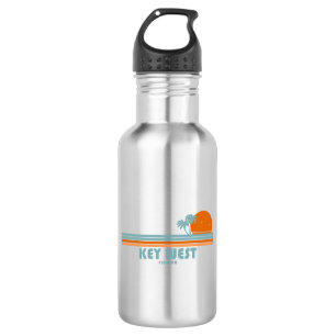 Key West Florida Sun Palm Trees Stainless Steel Water Bottle