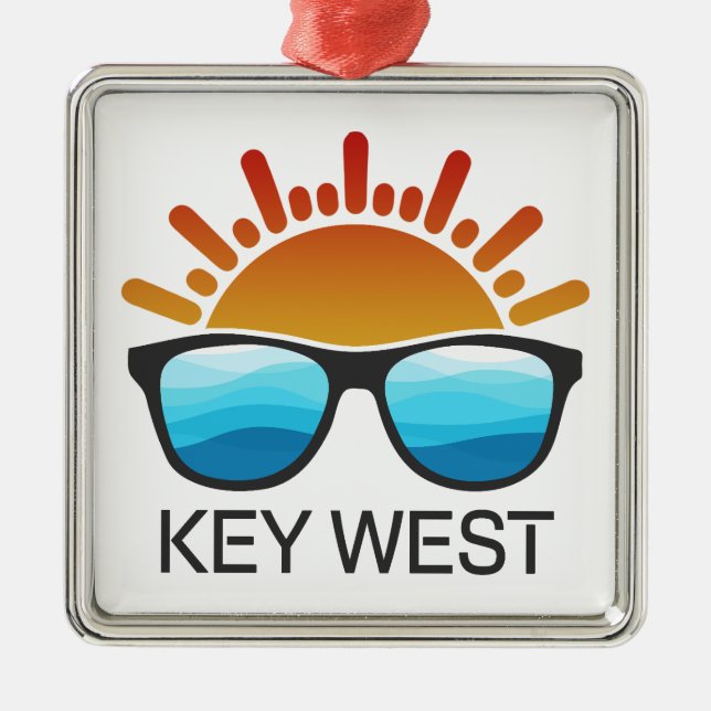 Key West Florida Sunglasses Metal Ornament (Front)