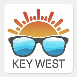 Key West Florida Sunglasses Square Sticker