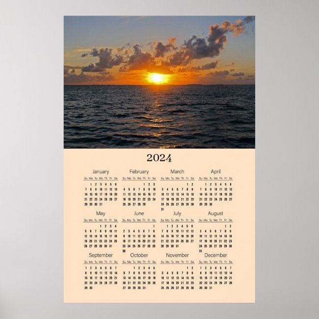 Key West Florida Sunset 2024 Calendar Poster