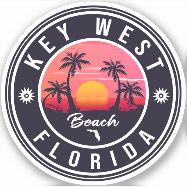 key west Florida Sunset Vacation Souvenirs Sticker (Front)