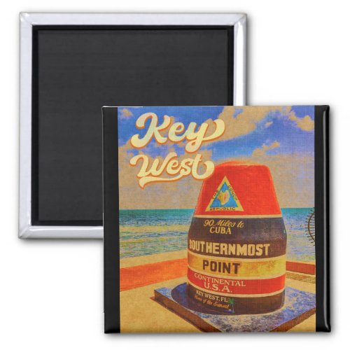 key west Florida Sunset Vacation Souvenirs Vintage Magnet