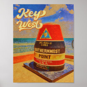 key west Florida Sunset Vacation Souvenirs Vintage Poster
