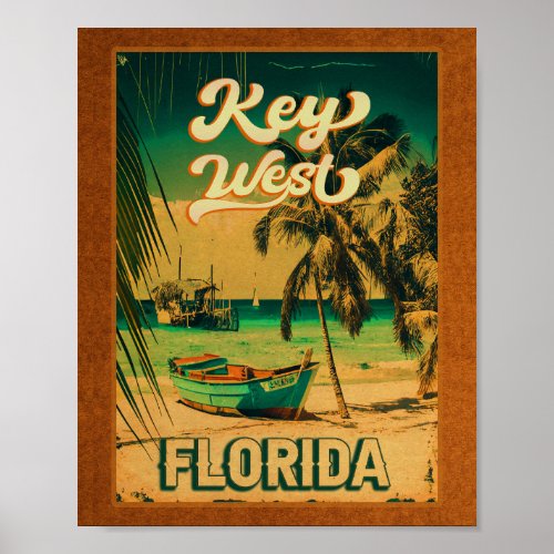 Key West Florida Sunset Vacation Souvenirs Vintage Poster