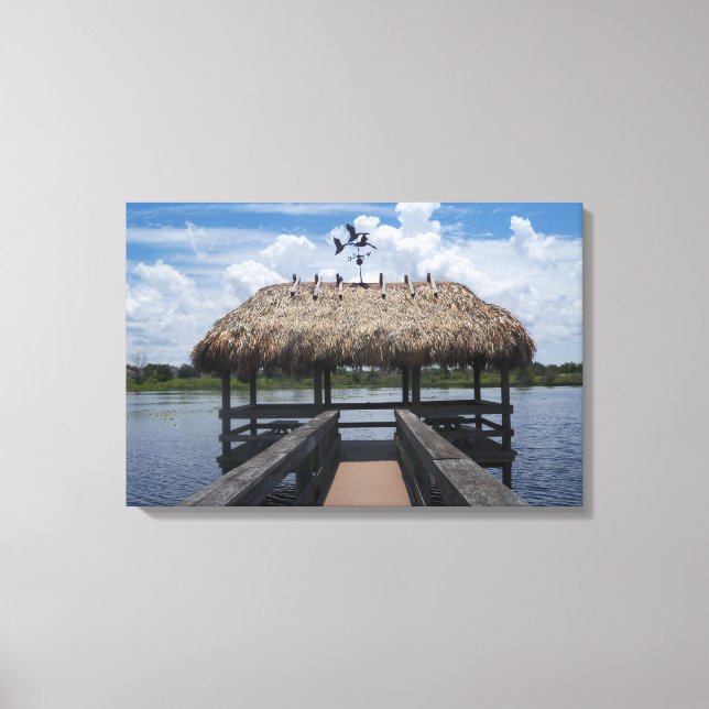 Key West Florida Tiki Hut Wrapped Canvas Photo Art Print (Front)