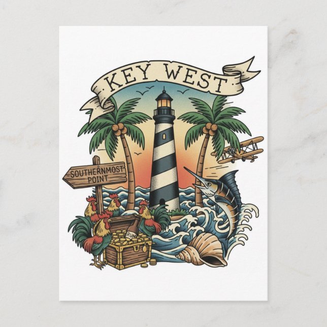 Key West Florida Travel Postcard (Front)