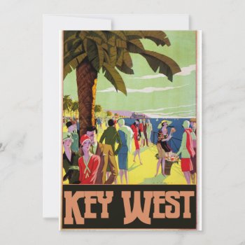 Key West Florida Travel Vintage Artwork Invitation by ellesgreetings at Zazzle