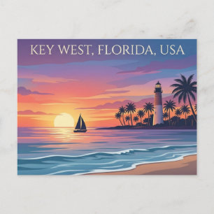 Key West Florida USA Sunset Travel Postcard