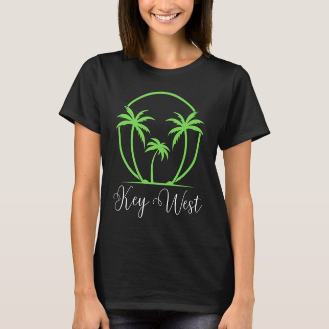 Key West Florida Vacation Beach Tropical Palm Tree T-Shirt (Front)