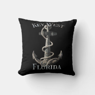 Key West Florida Vacation Nautical Anchor Sailing Throw Pillow