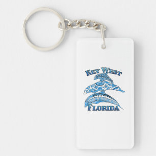 Key West Florida Vacation Tribal Dolphins Keychain