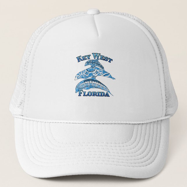 Key West Florida Vacation Tribal Dolphins Trucker Hat (Front)
