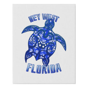 Key West Florida Vacation Tribal Turtle Faux Canvas Print