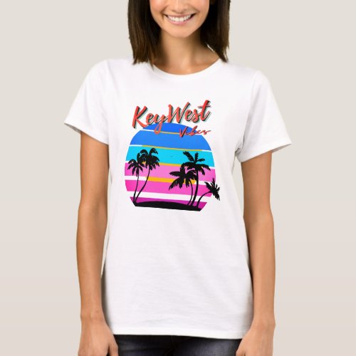 Key West Florida Vibes Retro Palm Trees T_Shirt