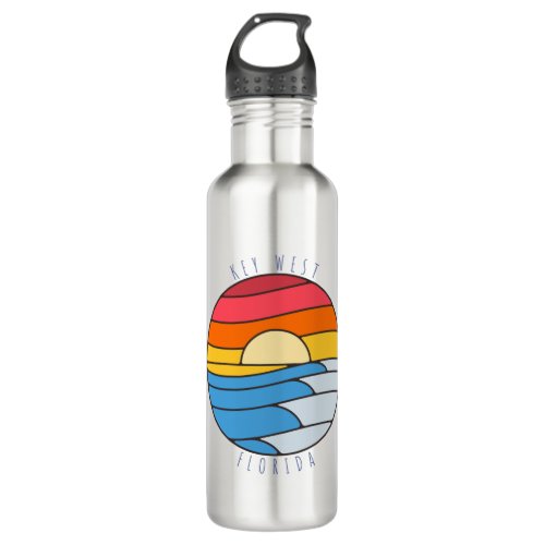 Key West Florida Vintage Beach Sunset Stainless Steel Water Bottle