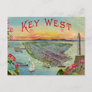 Key West Florida Vintage Illustration Postcard