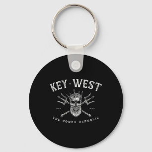 Key West Florida Vintage Poseidon Conch Republic Keychain