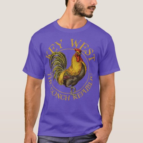 Key West Florida Vintage Rooster Design Souvenir  T_Shirt