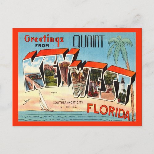 Key West Florida Vintage Travel Postcard