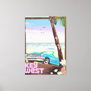 key west florida vintage travel poster canvas print