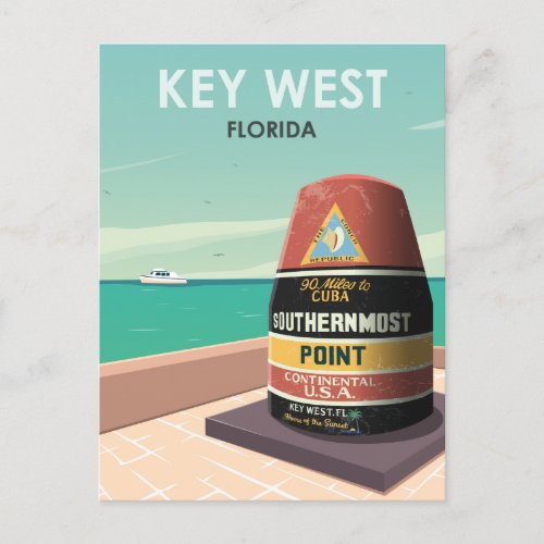 Key West Florida Vintage Travel Save the Date Post Postcard
