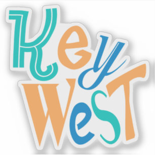 Key West fun colorful typographic design Sticker