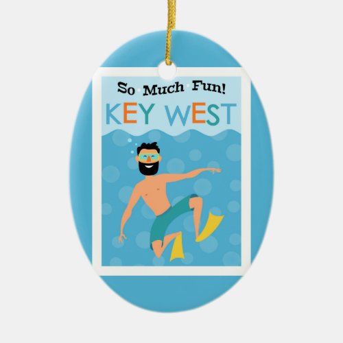 Key West Fun Hipster Travel Ceramic Ornament