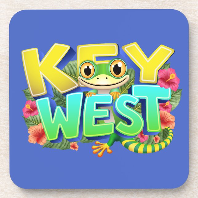 Key West Gecko Florida Beverage Coaster (Front)