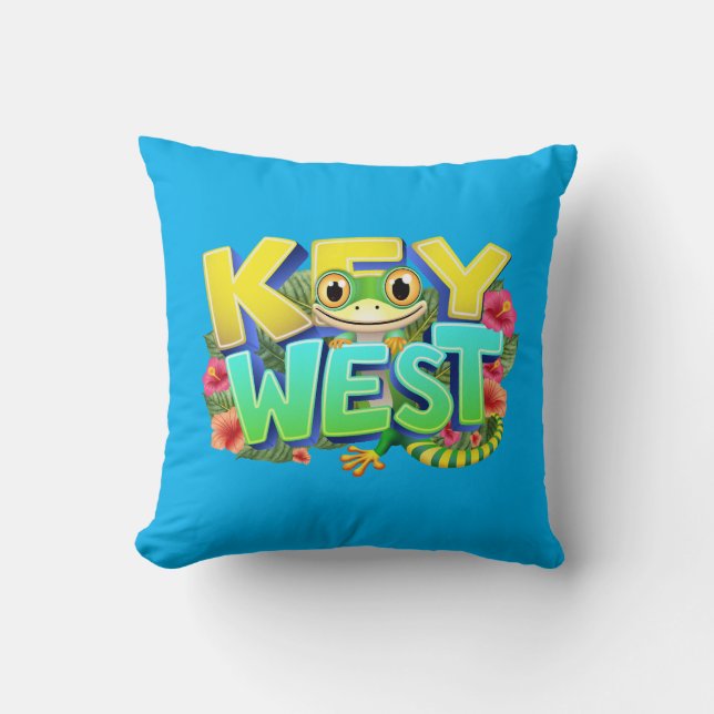 Key West Gecko Florida Throw Pillow (Front)
