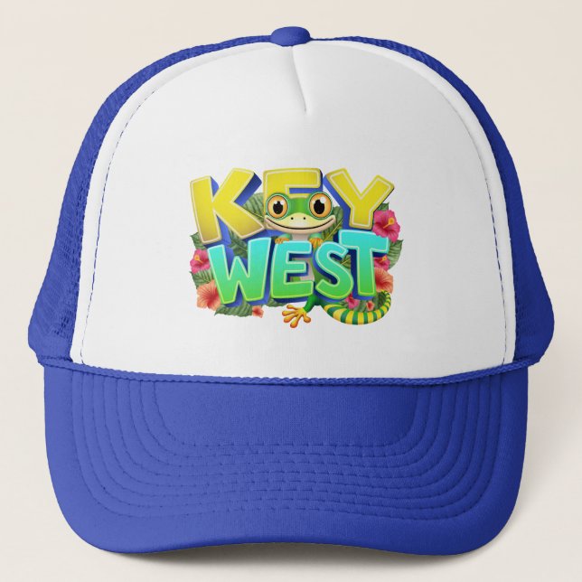 Key West Gecko Florida Trucker Hat (Front)
