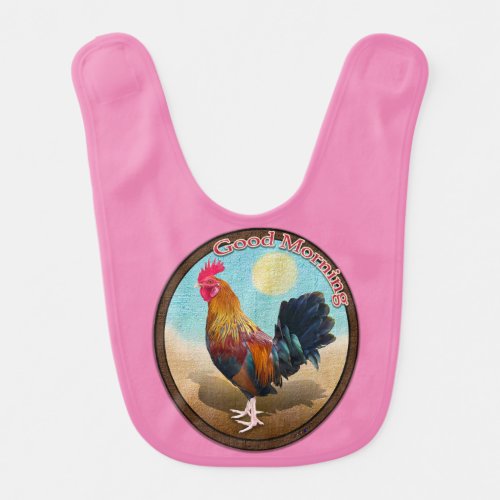 Key West _ Gypsy Rooster Good Morning Vintage Oval Baby Bib