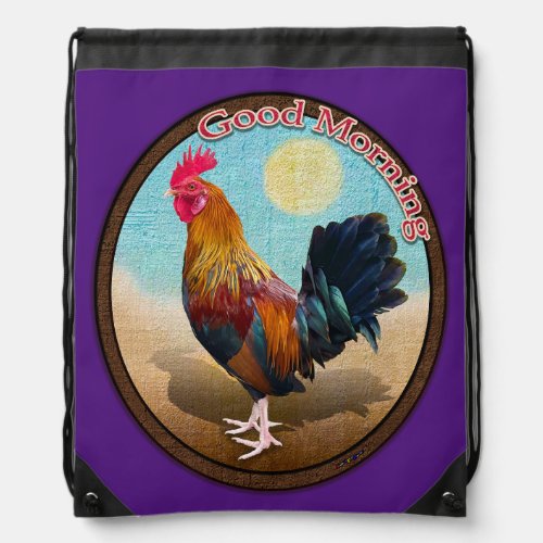 Key West _ Gypsy Rooster Good Morning Vintage Oval Drawstring Bag
