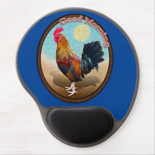 Key West _ Gypsy Rooster Good Morning Vintage Oval Gel Mouse Pad