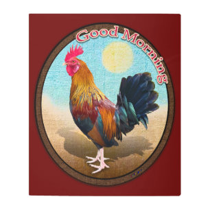 Key West - Gypsy Rooster Good Morning Vintage Oval Metal Print